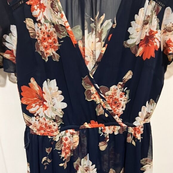 Band of Gypsies Black Floral Maxi Faux Wrap Dress - Picture 4 of 7